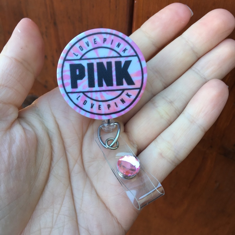 Love Pink Retractable Badge Holder VS